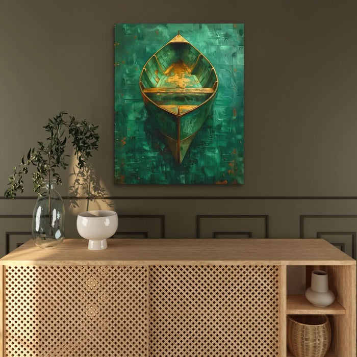 Emerald Canoe - Large Contemporary Canvas Print