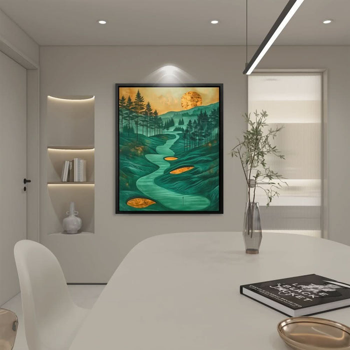 Emerald Golf Course - Landscapes Wall Art in Black Frame