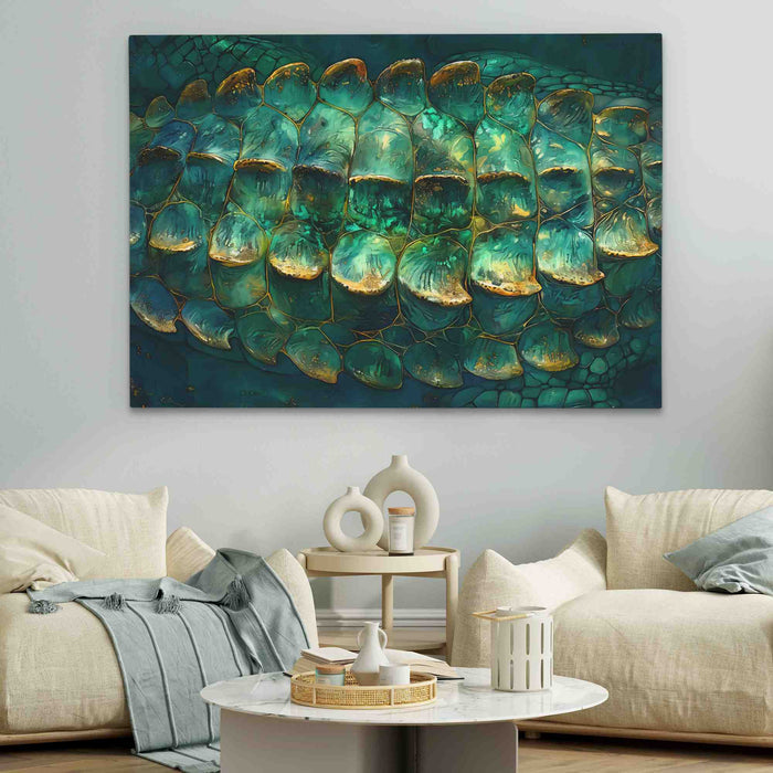 Emerald Scales - Animals Wall Art in Black Frame