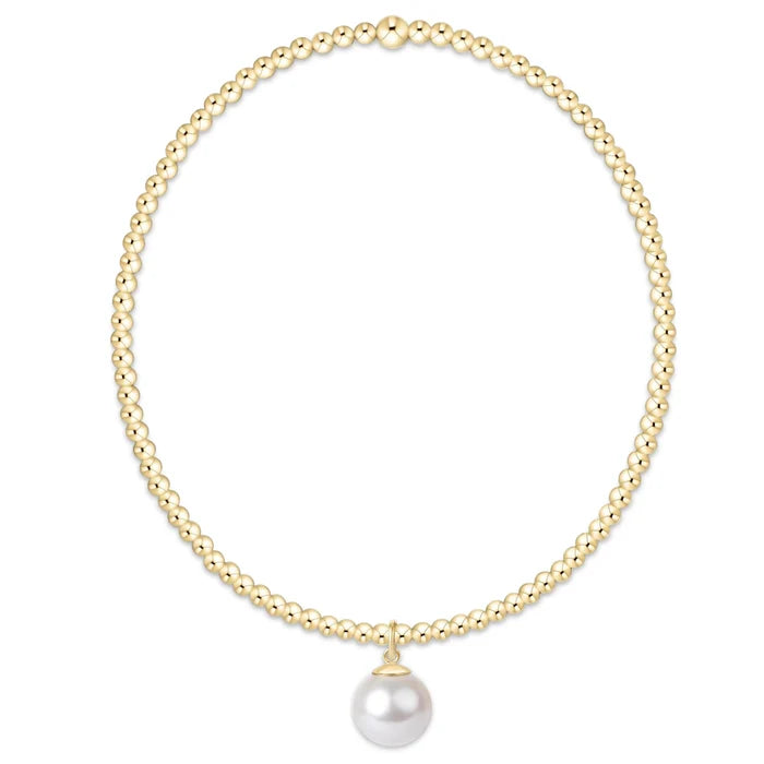 EN- Classic Gold 2mm Bracelet-Classic Pearl 8mm Charm