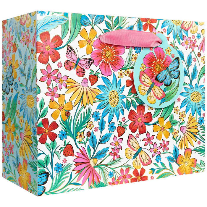 Euro Tote With Tissue - Medium - Happy Wildflowers - 6