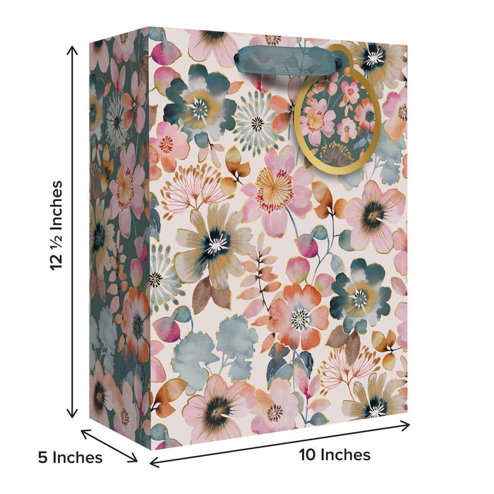Euro Tote With Tissue - Medium - Painterly Petals