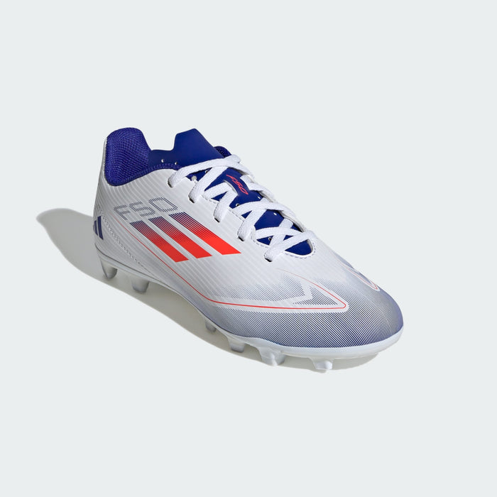 adidas F50 CLUB Flexible Ground Cleats | Cloud White / Solar Red / Lucid Blue | Kid's