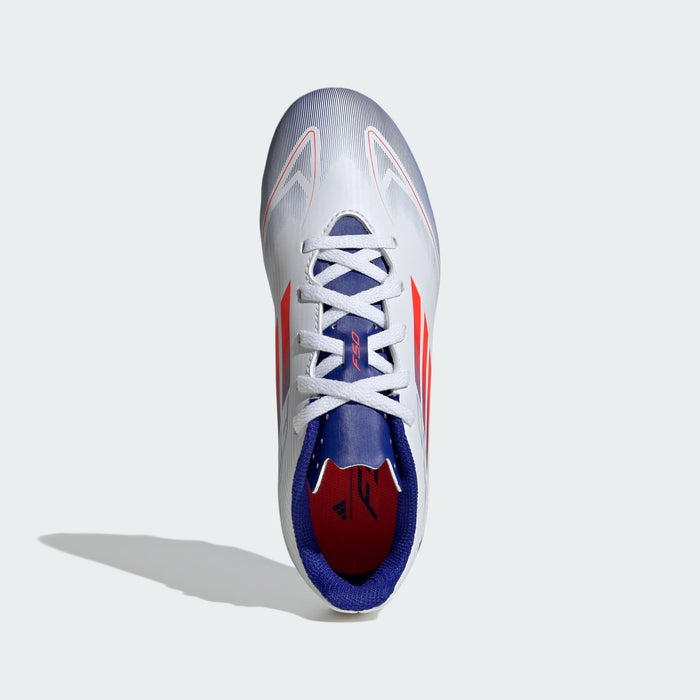 adidas F50 CLUB Flexible Ground Cleats | Cloud White / Solar Red / Lucid Blue | Kid's
