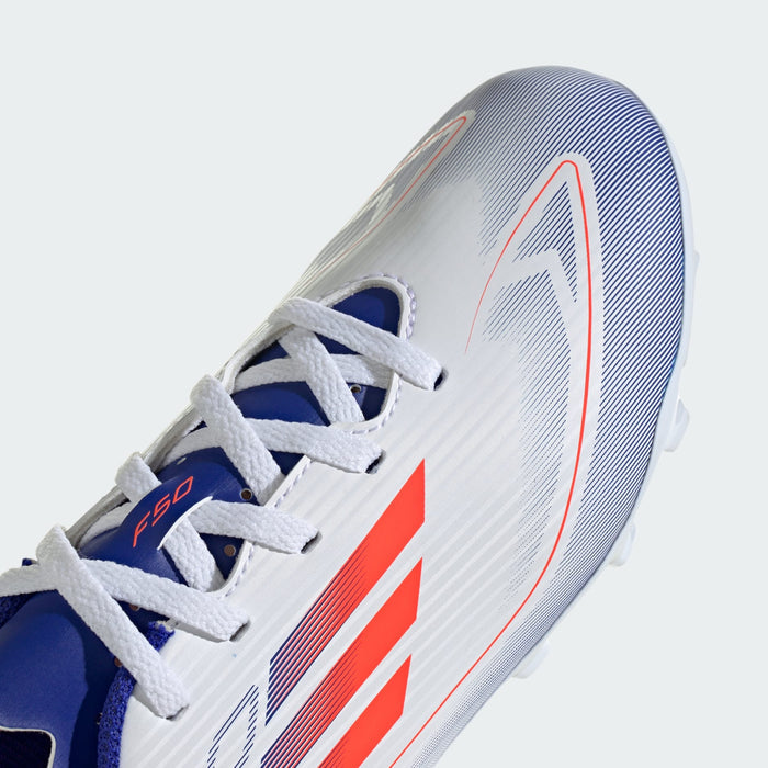 adidas F50 CLUB Flexible Ground Cleats | Cloud White / Solar Red / Lucid Blue | Kid's