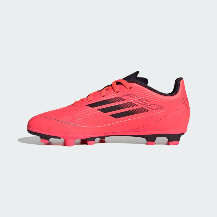 adidas F50 CLUB Flexible Ground Cleats | Turbo Orange / Aurora Black / Platinum Metallic | Kid's