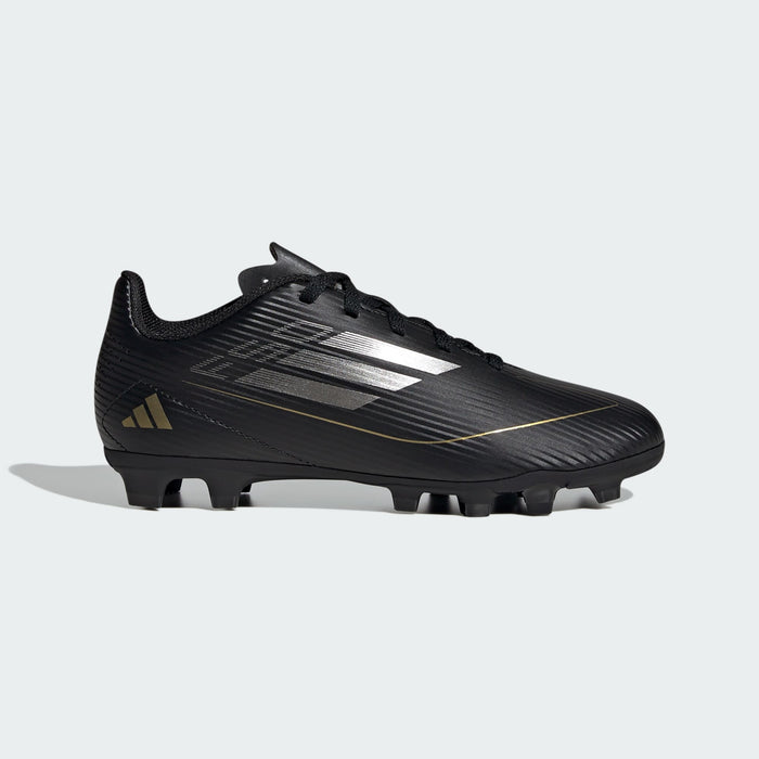 adidas F50 CLUB Flexible Ground Soccer Cleats | Core Black / Iron Metallic / Gold Metallic | Kid's Unisex