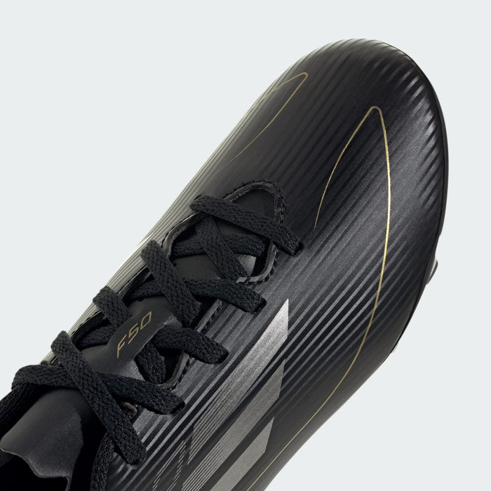 adidas F50 CLUB Flexible Ground Soccer Cleats | Core Black / Iron Metallic / Gold Metallic | Kid's Unisex