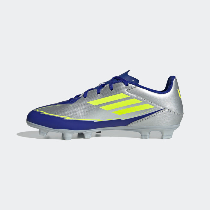 adidas F50 CLUB MESSI Firm/Multi-Ground Soccer Cleats | Silver Metallic-Solar Yellow-Lucid Blue | Men's