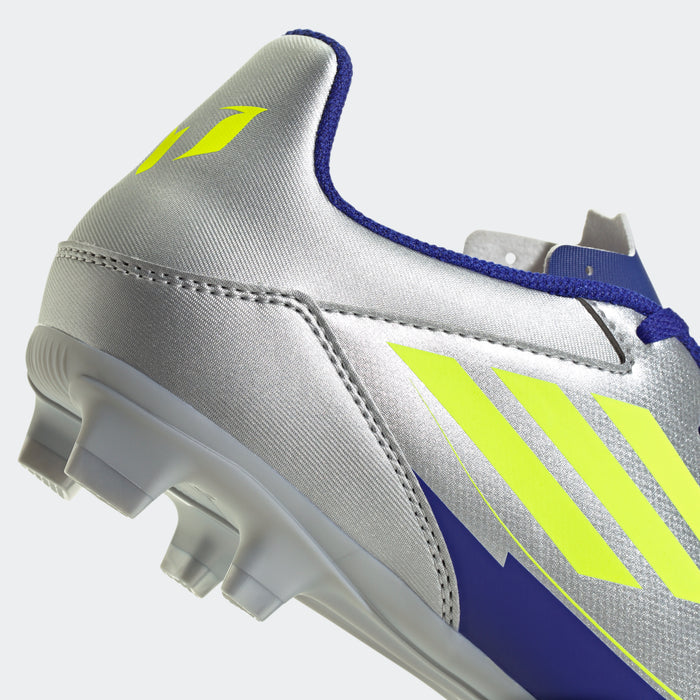 adidas F50 CLUB MESSI Firm/Multi-Ground Soccer Cleats | Silver Metallic-Solar Yellow-Lucid Blue | Men's