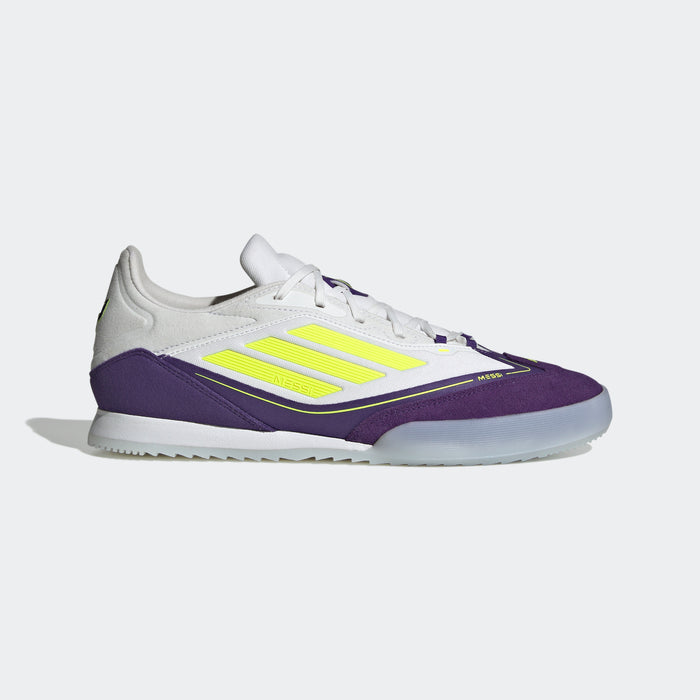 adidas F50 Messi Freestyle Indoor Soccer Shoes | Cloud White-Lucid Lemon-Purple | Men's