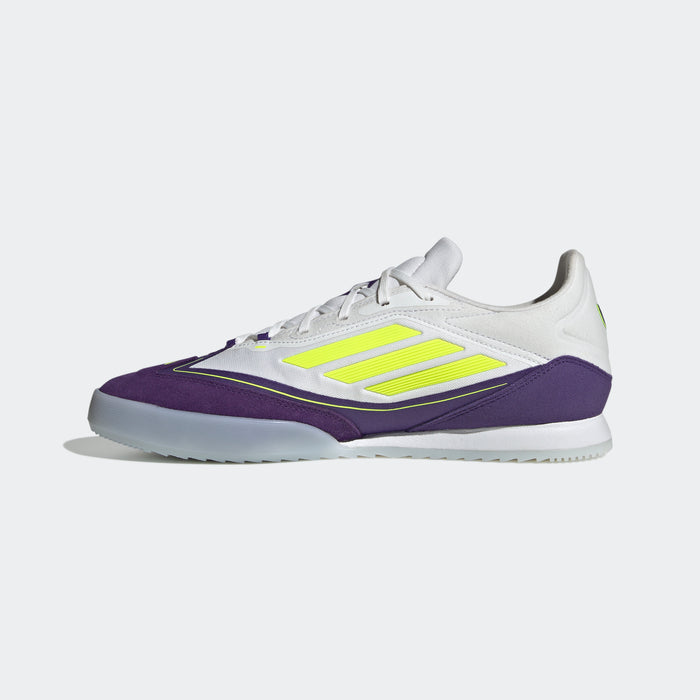 adidas F50 Messi Freestyle Indoor Soccer Shoes | Cloud White-Lucid Lemon-Purple | Men's