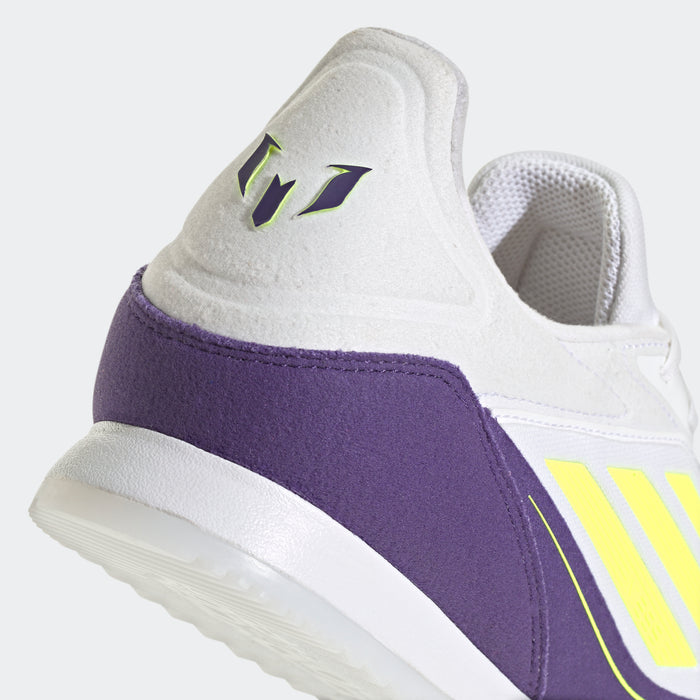 adidas F50 Messi Freestyle Indoor Soccer Shoes | Cloud White-Lucid Lemon-Purple | Men's