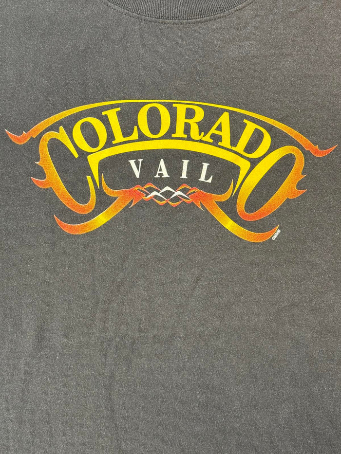 Faded Colorado Vail Y2K Flame Biker Style Tee - XL