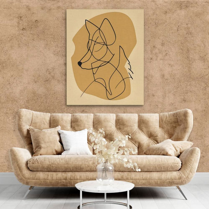 Figurative Fox - Abstract Neutral Canvas Wall Art
