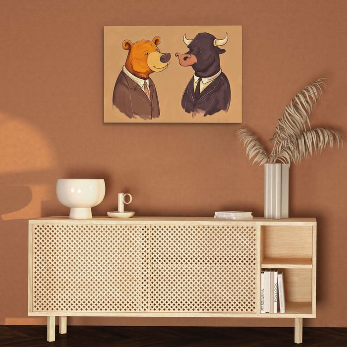 Financial Frenemies - Modern Wall Art in Black Frame