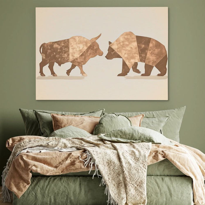 Financial Wrestle - Brown Bull Canvas Print