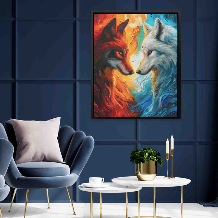Fire and Ice - Abstract Wall Art in Black Frame