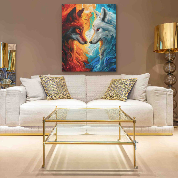 Fire and Ice - Animals Wall Art in Black Frame