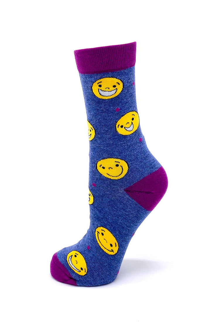 Yellow Blue Womens Crew Socks Fuck Off