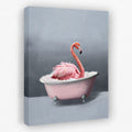 Flamingo In The Bath - Bathtub Canvas Wall Art