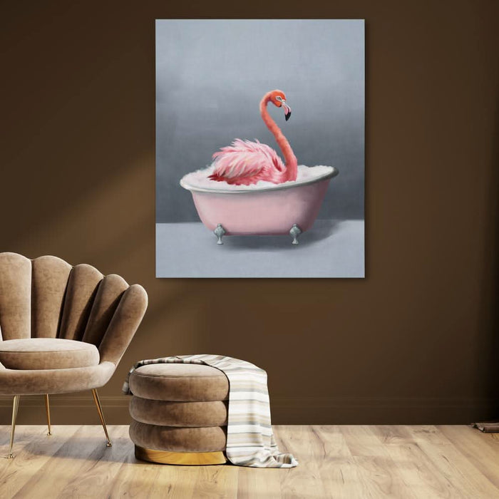 Flamingo In The Bath - Bathtub Art for Living Room