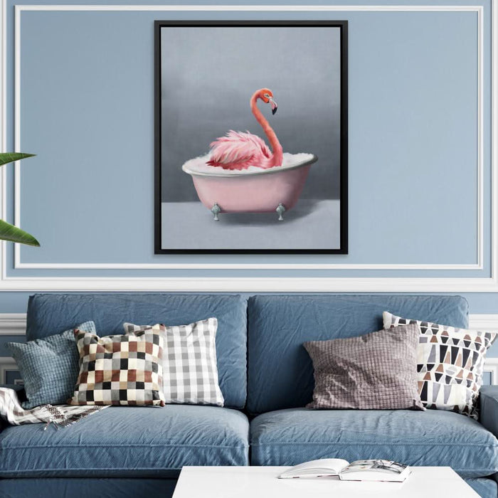 Flamingo In The Bath - Pink Wall Art for Living Room