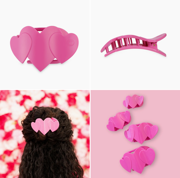 Flat Hair Clip | Medium | Pink Heart To Heart