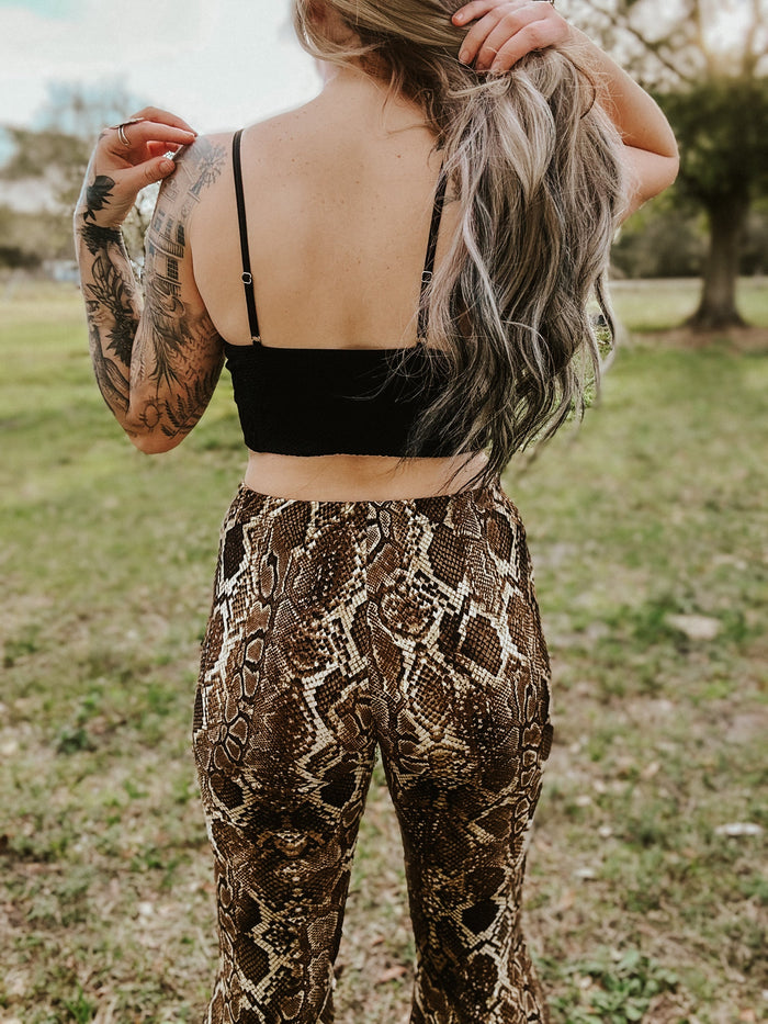 Floral Textured Padded Bralette - Black
