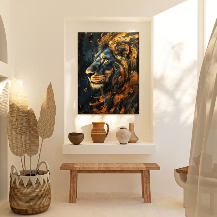 Flowing Gold Mane - Animals Art for Living Room