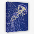 Flowing Ocean Beauty - Blue Gold and White Canvas Wall Art