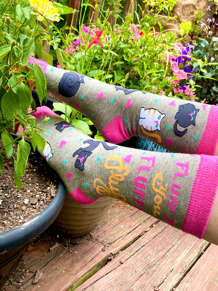 Womens Novelty Socks with cats Fluff you You fluffin fluff