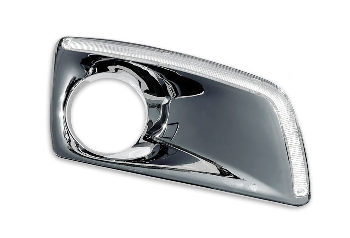 Fog Light Bezel Chrome w/ Built-in Light Strip & Black Full LED Fog Light Passenger Kenworth T660