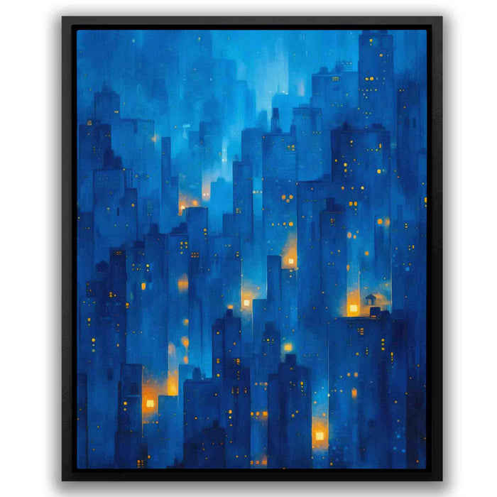 Foggy City - Blue Royal Canvas Print