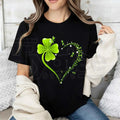 Four Leaf Clover Heart T-Shirt – St. Patrick's Day Celebration Crew Neck