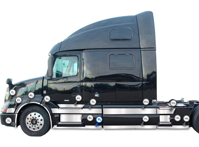 Front Panel Stripe Chrome Trim lower for Driver Side (9L) 2004-2017 Volvo VNL