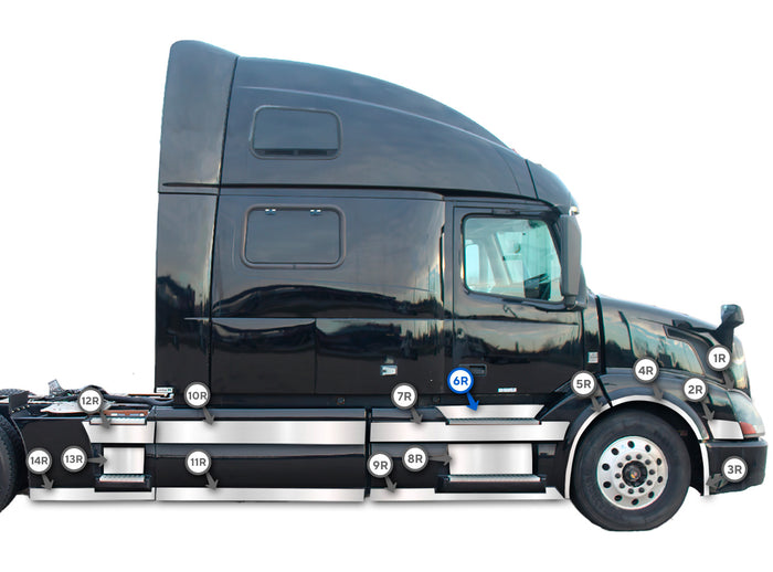 Front Panel Stripe Chrome Trim Top Kick for Passenger Side (9R) 2004-2017 Volvo VNL