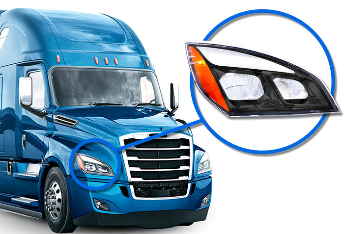 Full LED Headlight Black Housing Passenger 2018+ Freightliner Cascadia 126 116