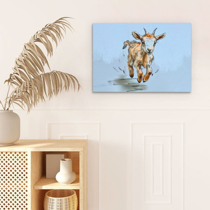 Galloping Goat - Neutral Baby Animal Canvas Print