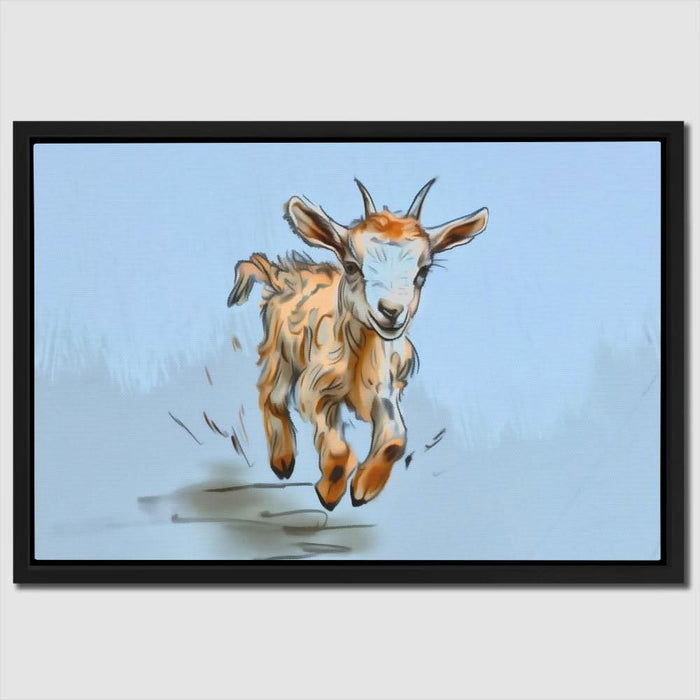 Galloping Goat - Neutral Canvas Wall Art