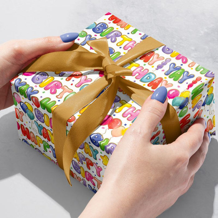 Gift Wrap - Balloon Letters - Recycled Fiber