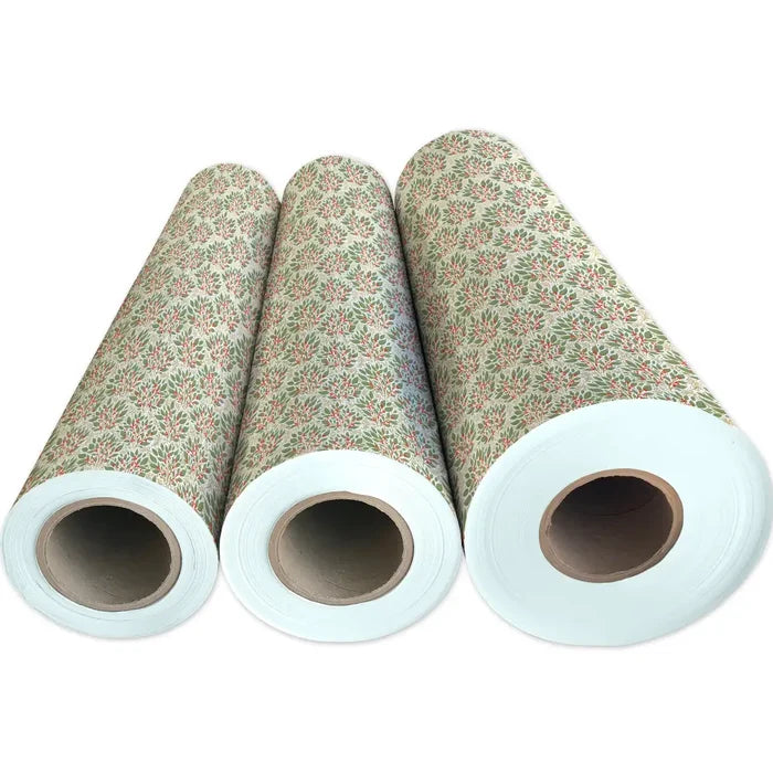 Gift Wrap - Holly Tapestry White (Recycled Fiber) -