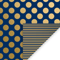Gift Wrap - Navy Gold Dot & Stripe (Recycled Fiber)