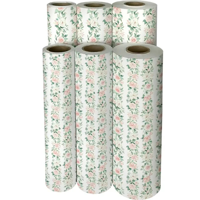 Gift Wrap - Pink Roses - Recycled Fiber