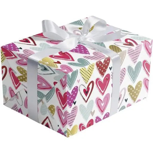 Gift Wrap - Pretty Hearts (Metallic Gold Highlights) - Mac Paper Supply