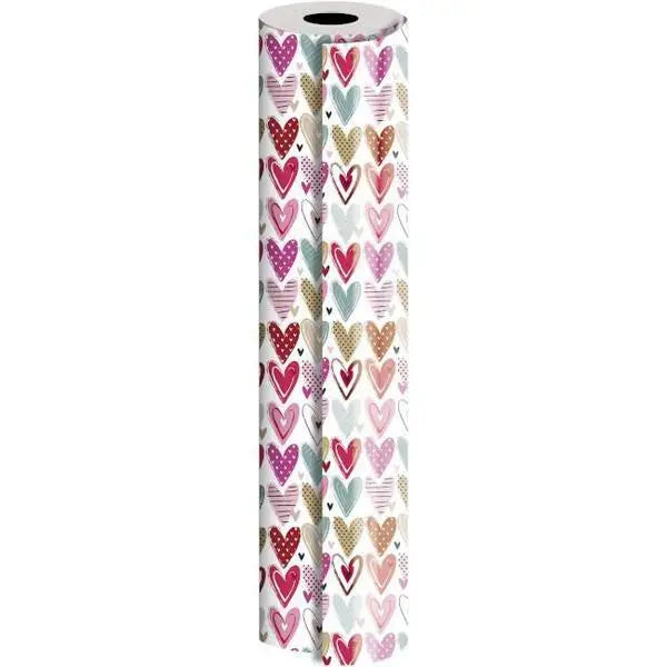 Gift Wrap - Pretty Hearts (Metallic Gold Highlights) - Mac Paper Supply