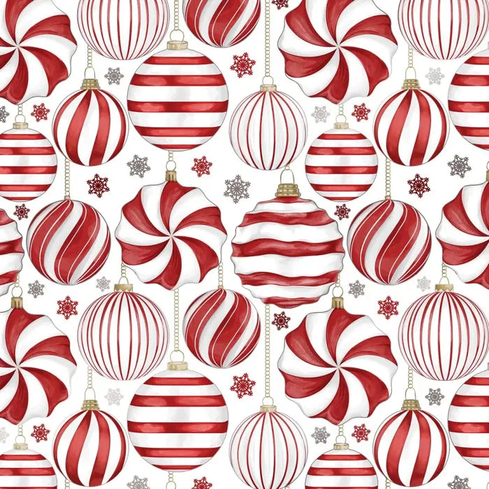 Gift Wrap - Red & White Ornaments - Recycled Fiber