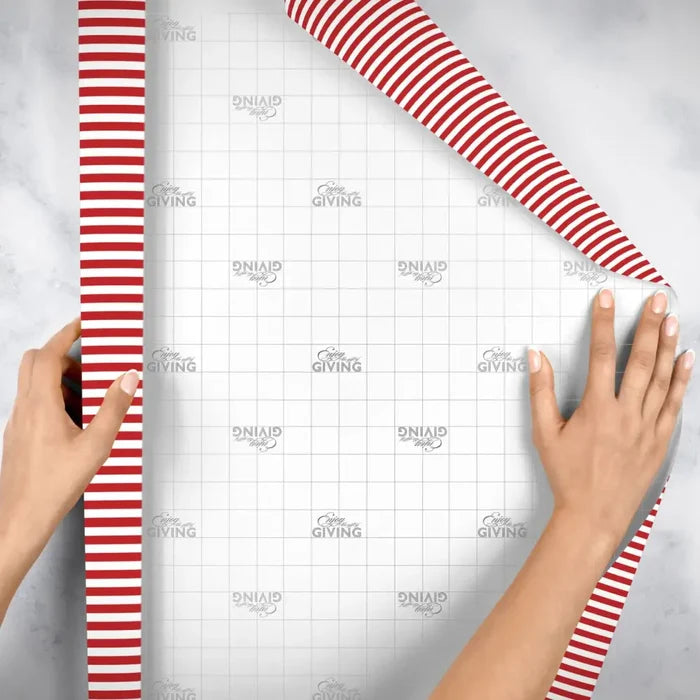 Gift Wrap - Red & White Stripe - Recycled Fiber