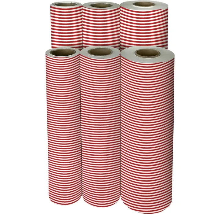 Gift Wrap - Red & White Stripe - Recycled Fiber