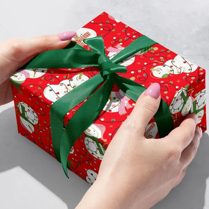 Gift Wrap - Snowmen & Lights - Recycled Fiber